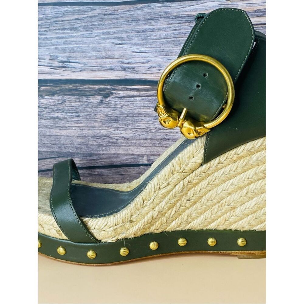 Alexander McQueen Olive Green Espadrille Wedge Sandals